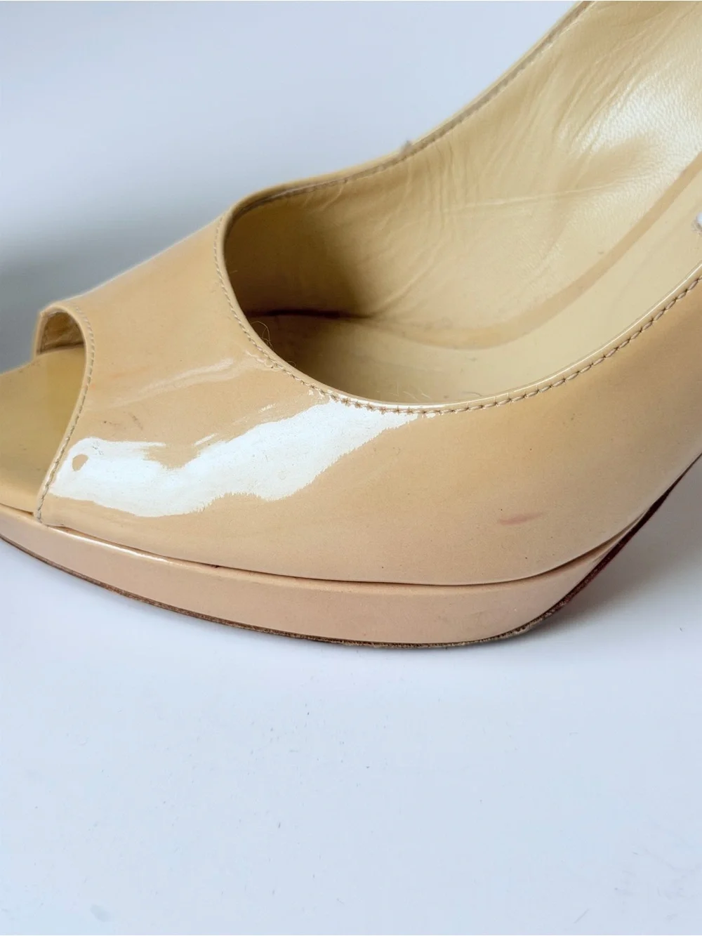 JIMMY CHOO Patent Leather Peep Toe Pump Heels - Picture 13 of 13
